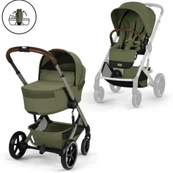 Poussette duo tout terrain balios s lux 4 avec nacelle pliable moss green
