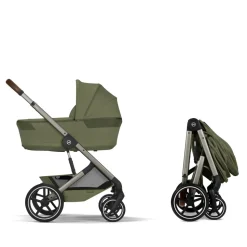 Poussette duo tout terrain balios s lux 4 avec nacelle pliable moss green
