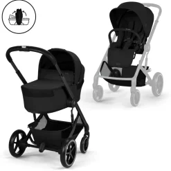 Poussette duo tout terrain balios s lux 4 avec nacelle pliable moon black