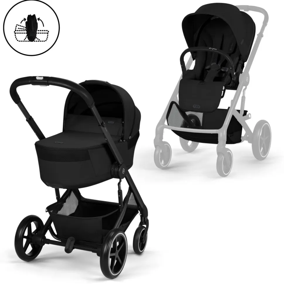 Poussette duo tout terrain balios s lux 4 avec nacelle pliable moon black