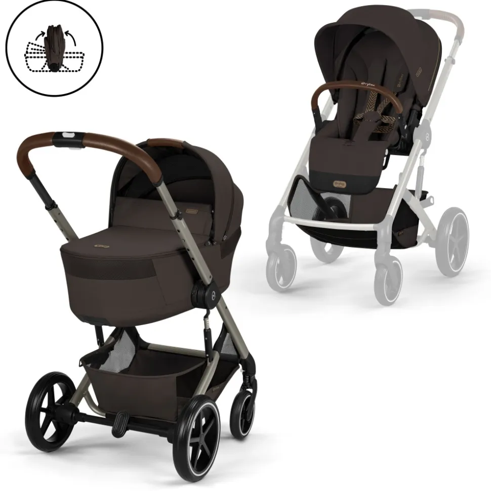 Poussette duo tout terrain balios s lux 4 avec nacelle pliable chocolate brown