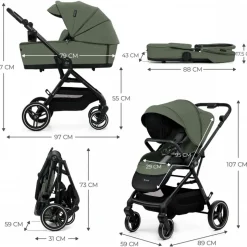 Poussette duo yoxi 2 en 1 vert