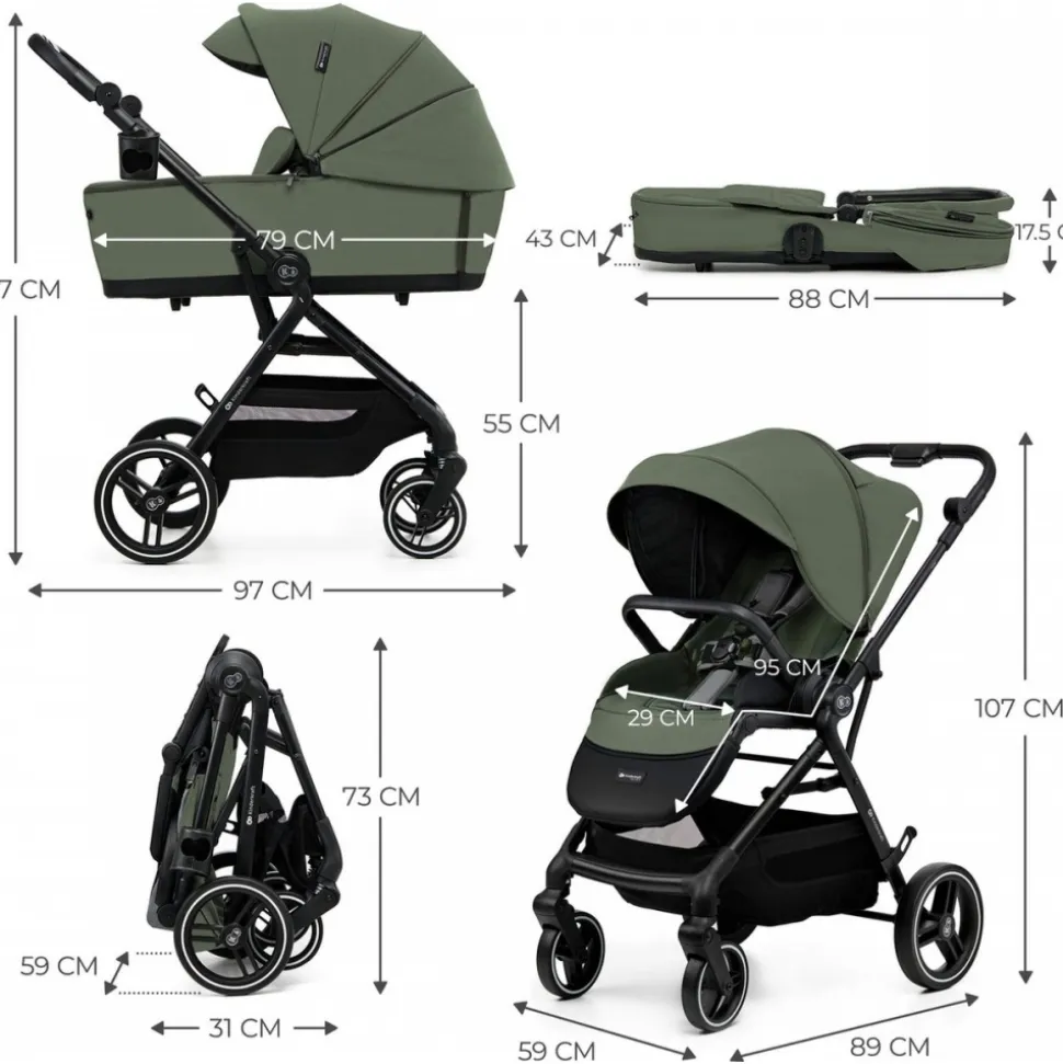 Poussette duo yoxi 2 en 1 vert