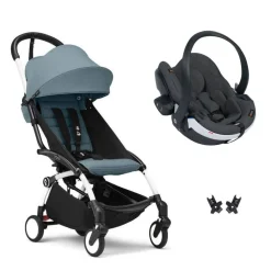 Poussette duo yoyo 3 - châssis blanc pack 6+ et siège auto izi go modular x2 by besafe aqua
