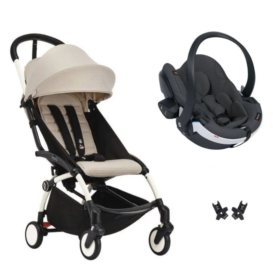 Poussette duo yoyo 3 - châssis blanc pack 6+ et siège auto izi go modular x2 by besafe bonpoint