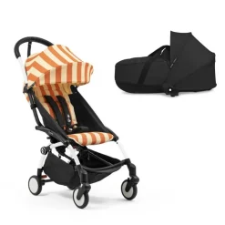 Poussette duo yoyo 3 - châssis blanc pack 6+ et nacelle capri / noir
