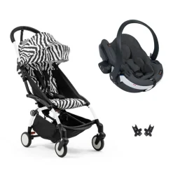 Poussette duo yoyo 3 - châssis blanc pack 6+ et siège auto izi go modular x2 by besafe zebra