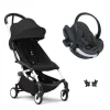 Poussette duo yoyo 3 - châssis blanc pack 6+ et siège auto izi go modular x2 by besafe noir