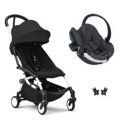 Poussette duo yoyo 3 - châssis blanc pack 6+ et siège auto izi go modular x2 by besafe noir