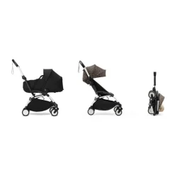 Poussette duo yoyo 3 - châssis blanc pack 6+ et nacelle leopard / noir