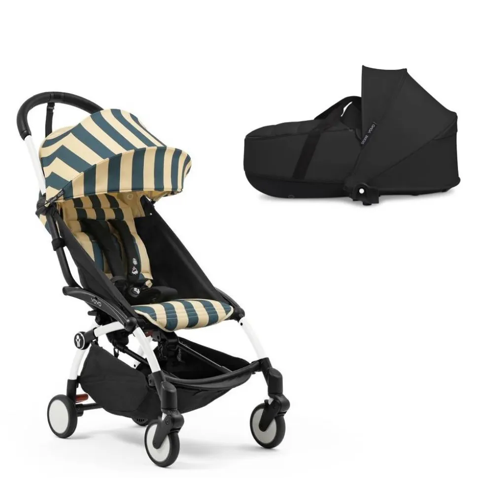 Poussette duo yoyo 3 - châssis blanc pack 6+ et nacelle monaco / noir