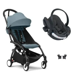 Poussette duo yoyo 3 - châssis noir pack 6+ et siège auto izi go modular x2 by besafe aqua