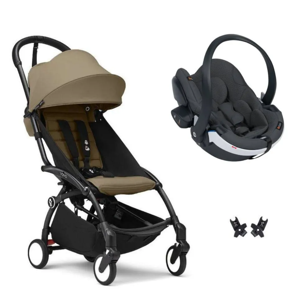 Poussette duo yoyo 3 - châssis noir pack 6+ et siège auto izi go modular x2 by besafe toffee