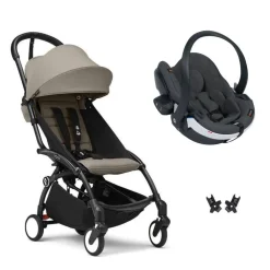 Poussette duo yoyo 3 - châssis noir pack 6+ et siège auto izi go modular x2 by besafe taupe