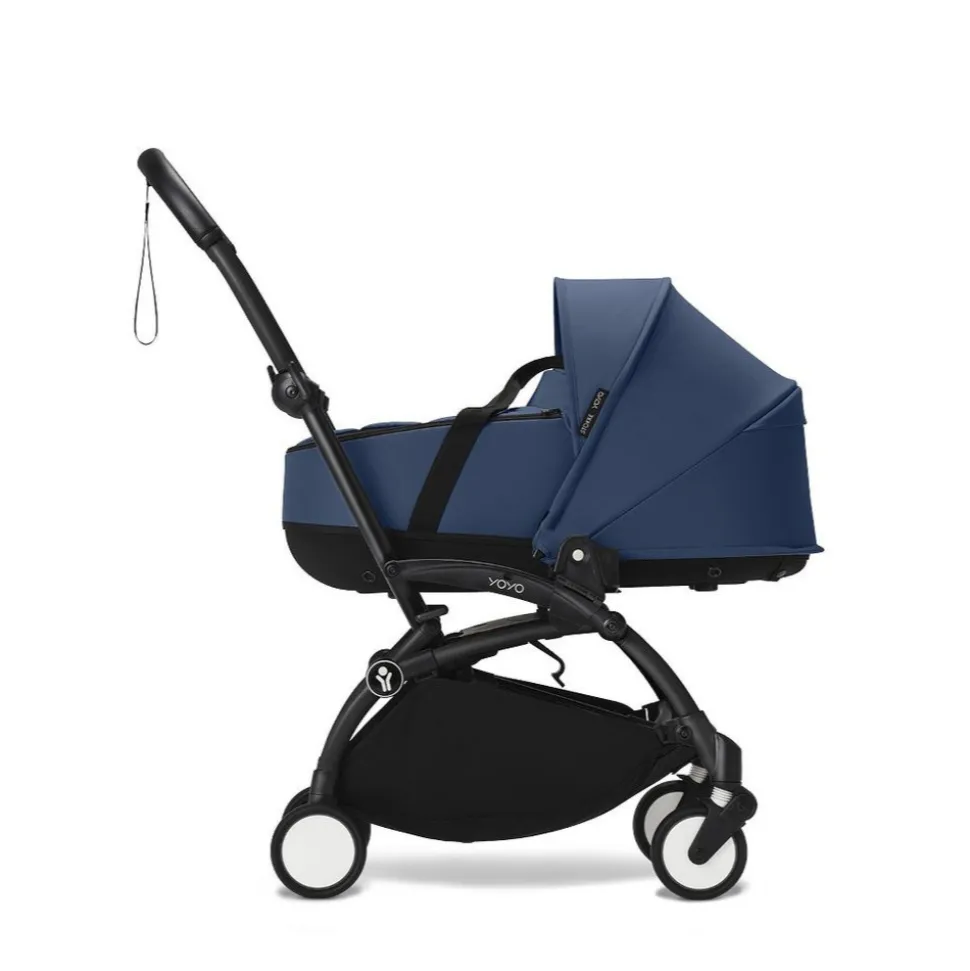 Poussette duo yoyo 3 - châssis noir pack 6+ et nacelle bleu air france