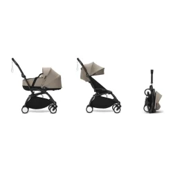 Poussette duo yoyo 3 - châssis noir pack 6+ et nacelle taupe