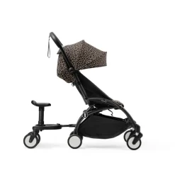 Poussette duo yoyo 3 - châssis noir pack 6+ et nacelle leopard / noir