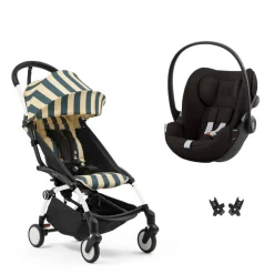 Poussette duo yoyo 3 pack 6+ et siège auto cloud g3 black - chassis blanc - monaco