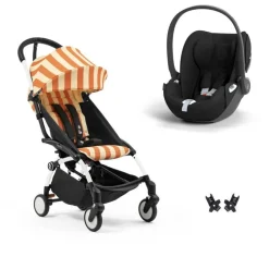 Poussette duo yoyo 3 pack 6+ et siège auto cloud t - chassis blanc - capri