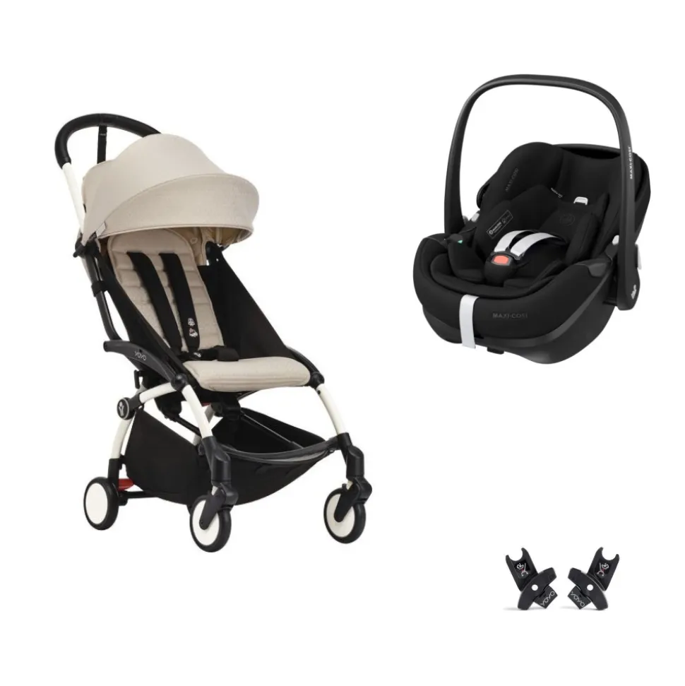 Poussette duo yoyo 3 pack 6+ et siège auto pebble 360 pro² black - chassis blanc - bonpoint
