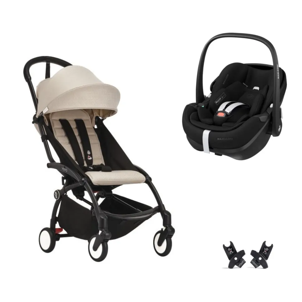 Poussette duo yoyo 3 pack 6+ et siège auto pebble 360 pro² - chassis noir - bonpoint