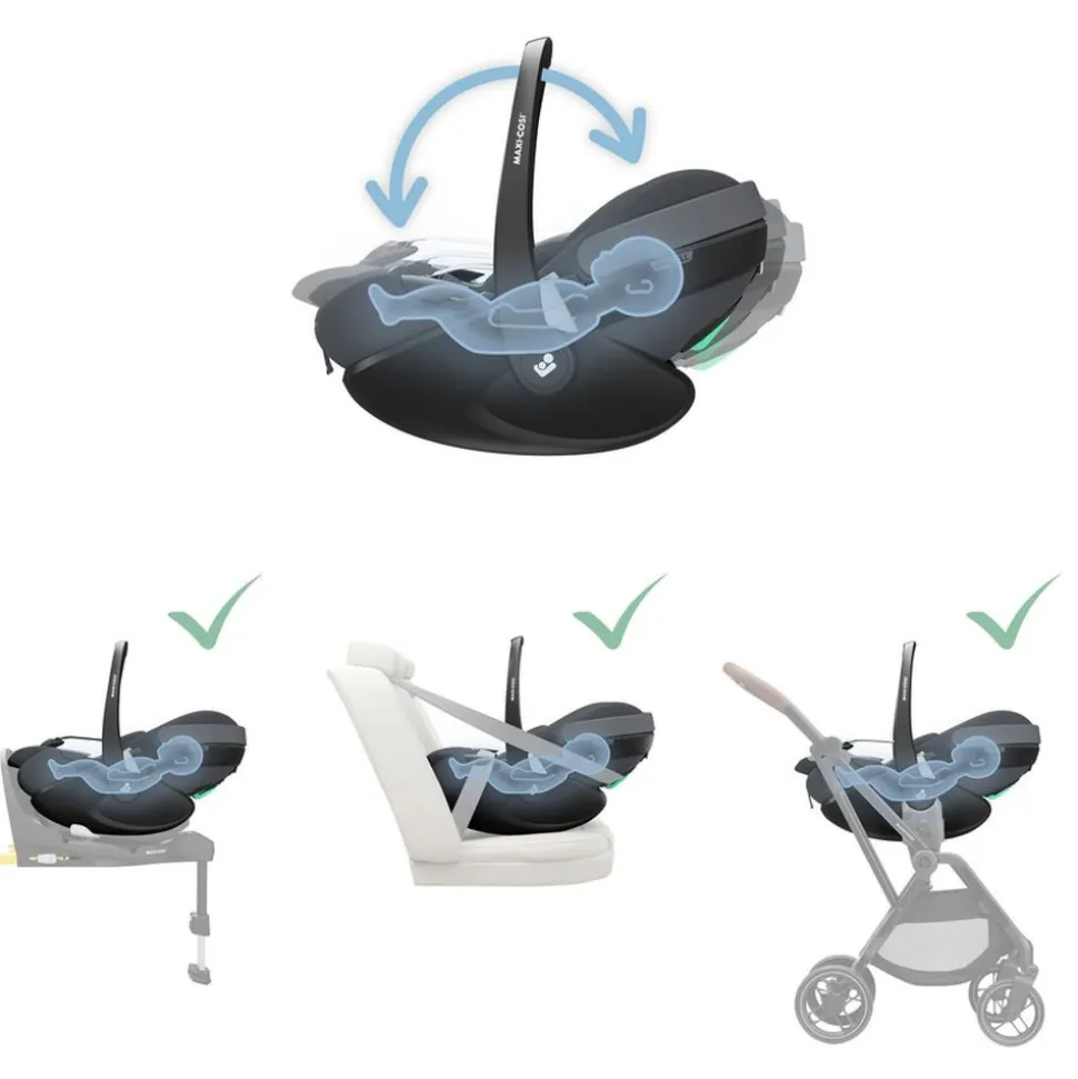 Poussette duo yoyo 3 pack 6+ et siège auto cloud t black - chassis noir - olive