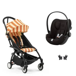 Poussette duo yoyo 3 pack 6+ et siège auto cloud g3 black - chassis noir - capri