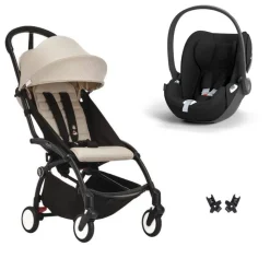 Poussette duo yoyo 3 pack 6+ et siège auto cloud t black - chassis noir - bonpoint