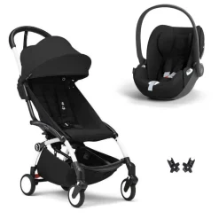 Poussette duo yoyo 3 pack 6+ et siège auto cloud t - chassis blanc - noir