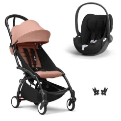 Poussette duo yoyo 3 pack 6+ et siège auto cloud t black - chassis noir - ginger