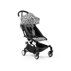 Poussette duo yoyo 3 pack 6+ et siège auto cloud t black - chassis blanc - zebra