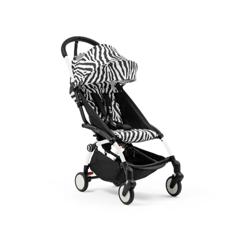 Poussette duo yoyo 3 pack 6+ et siège auto cloud t black - chassis blanc - zebra