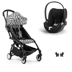 Poussette duo yoyo 3 pack 6+ et siège auto cloud t black - chassis noir - zebra