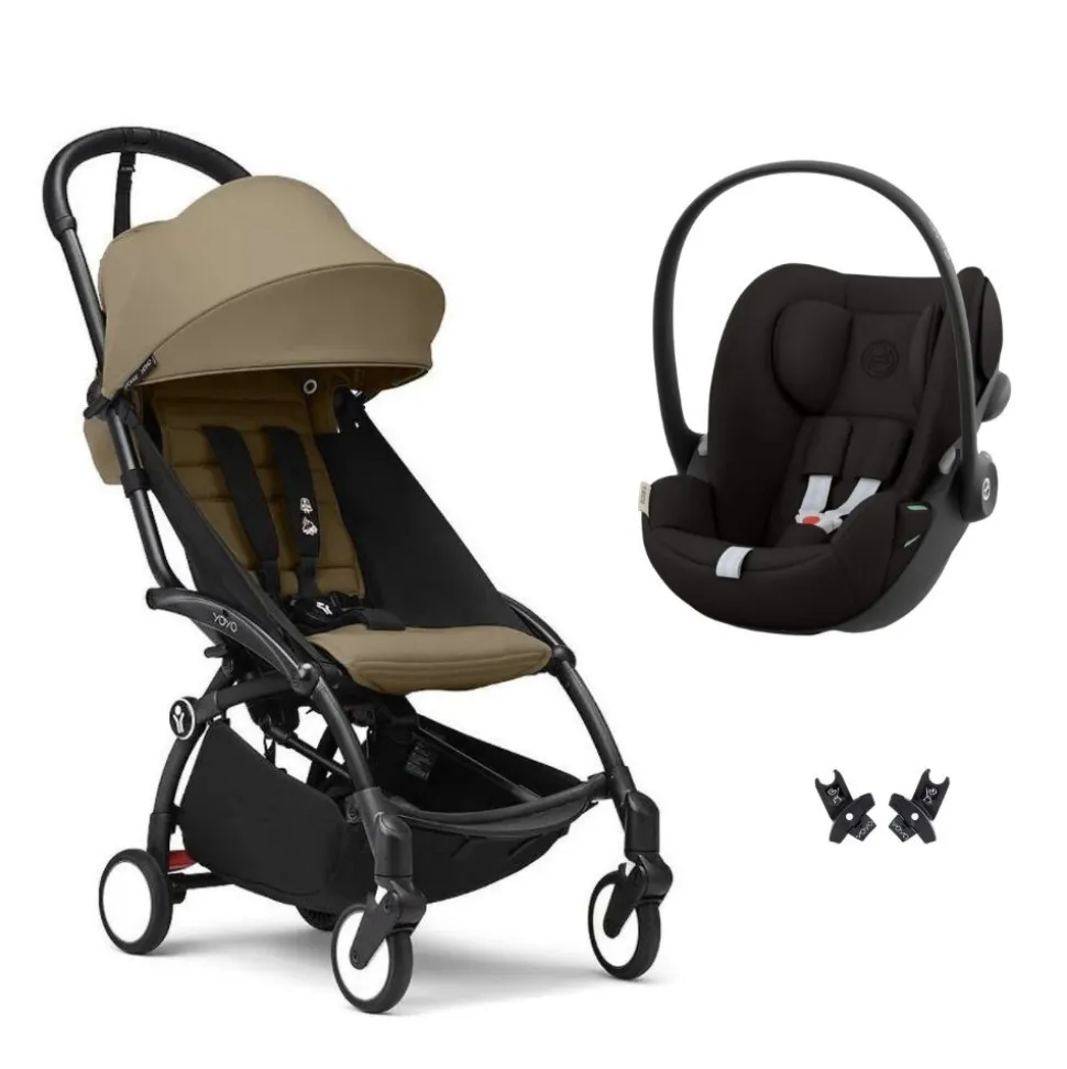 Poussette duo yoyo 3 pack 6+ et siège auto cloud g3 black - chassis noir - toffee