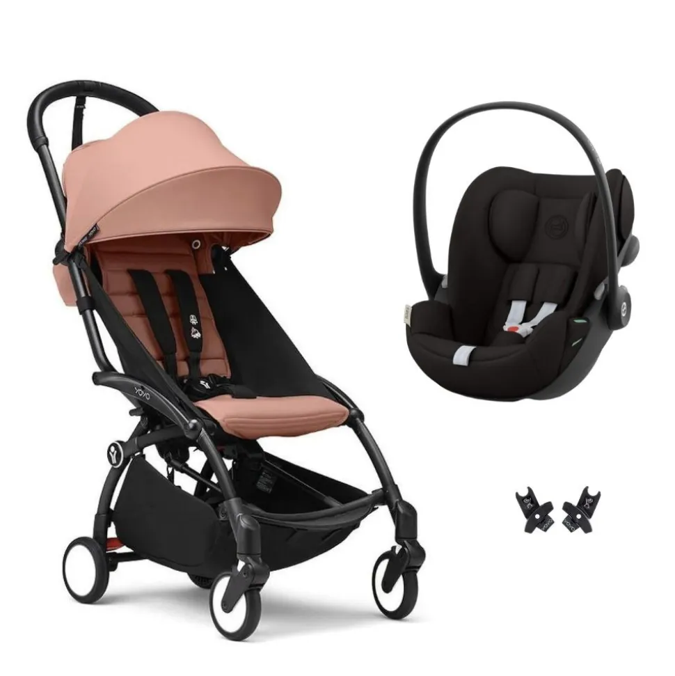 Poussette duo yoyo 3 pack 6+ et siège auto cloud g3 black - chassis noir - ginger