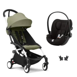 Poussette duo yoyo 3 pack 6+ et siège auto cloud g3 black - chassis blanc - olive