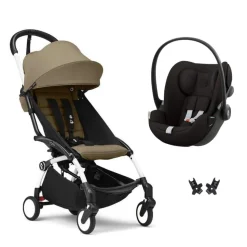 Poussette duo yoyo 3 pack 6+ et siège auto cloud g3 black - chassis blanc - toffee