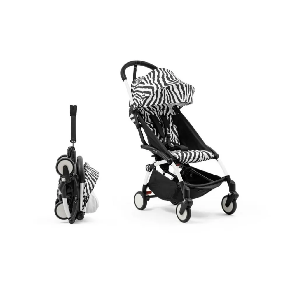 Poussette duo yoyo 3 pack 6+ et siège auto cloud g3 black - chassis blanc - zebra