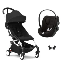 Poussette duo yoyo 3 pack 6+ et siège auto cloud g3 black - chassis blanc - noir