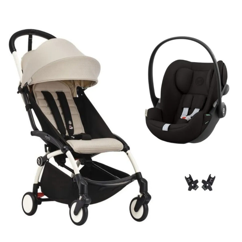 Poussette duo yoyo 3 pack 6+ et siège auto cloud g3 black - chassis blanc - bonpoint