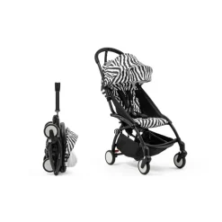 Poussette duo yoyo 3 pack 6+ et siège auto aton b2 black - chassis noir - zebra