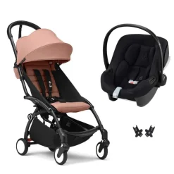 Poussette duo yoyo 3 pack 6+ et siège auto aton b2 black - chassis noir - ginger