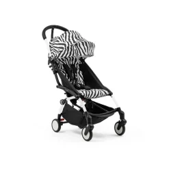 Poussette duo yoyo 3 pack 6+ et siège auto aton b2 black - chassis blanc - zebra