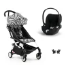 Poussette duo yoyo 3 pack 6+ et siège auto cloud t plus black - chassis blanc - zebra