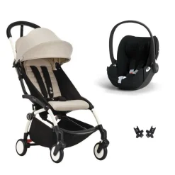 Poussette duo yoyo 3 pack 6+ et siège auto cloud t plus beige - chassis blanc - bonpoint