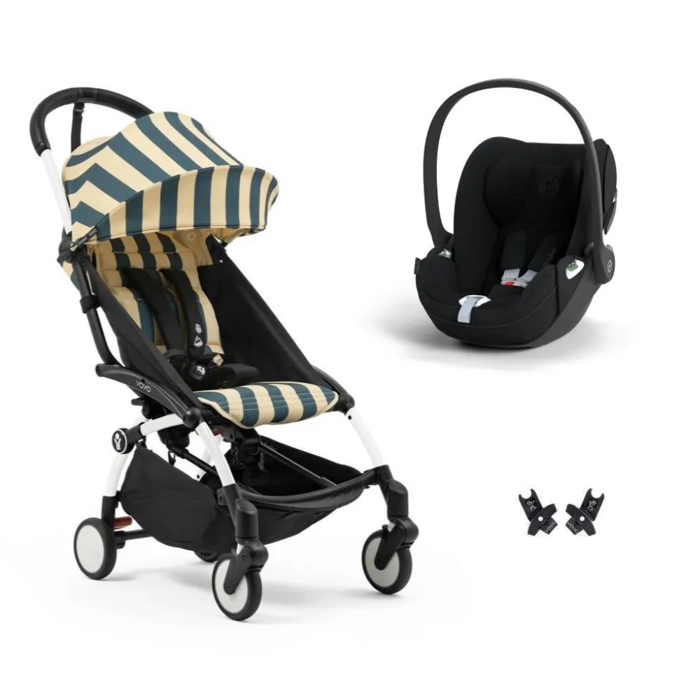 Poussette duo yoyo 3 pack 6+ et siège auto cloud t plus black - chassis blanc - monaco