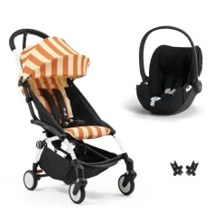 Poussette duo yoyo 3 pack 6+ et siège auto cloud t plus black - chassis blanc - capri