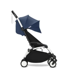 Poussette duo yoyo 3 pack 6+ et siège auto cloud t plus black - chassis blanc - bleu air france