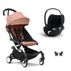 Poussette duo yoyo 3 pack 6+ et siège auto cloud t plus black - chassis blanc - ginger