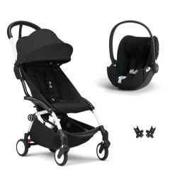 Poussette duo yoyo 3 pack 6+ et siège auto cloud t plus black - chassis blanc - noir